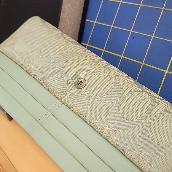 Coach Blue Suede Accent Wallet 12.5 X 4" - Picture 12 of 15
